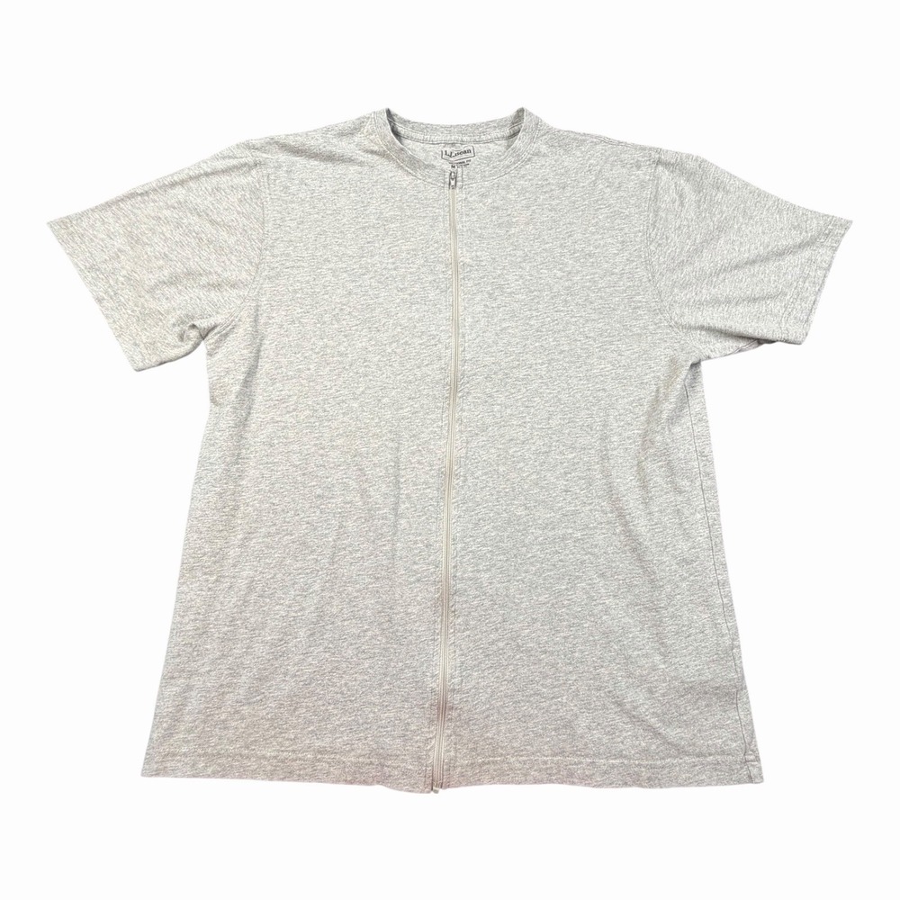 L.L.Bean Gray Zip‎ Front Short Sleeve Shirt - Men's Size L